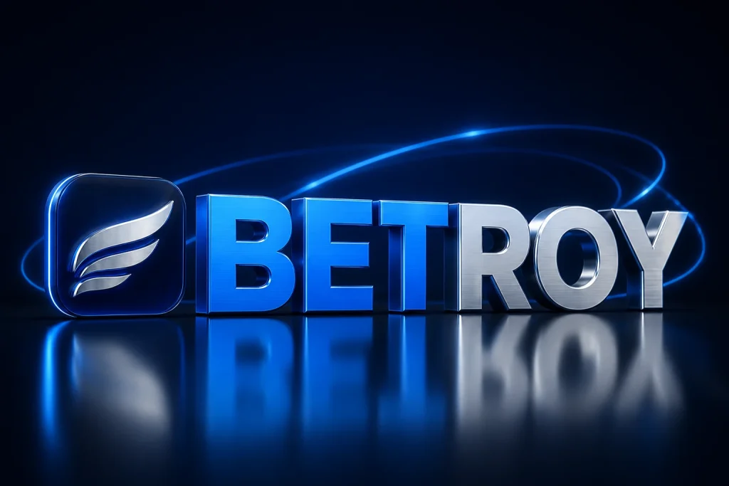 Betroy Türkiye: krom ve mavi tonlarda üç boyutlu logo yazısı