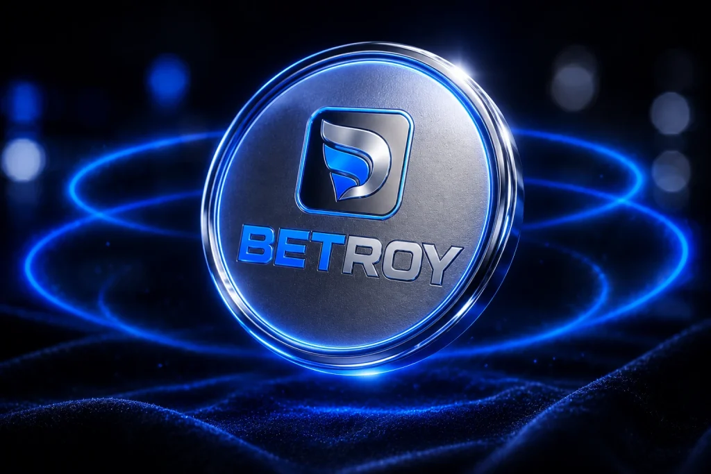 Betroy Türkiye: neon halka içinde metalik mavi jeton madalyon